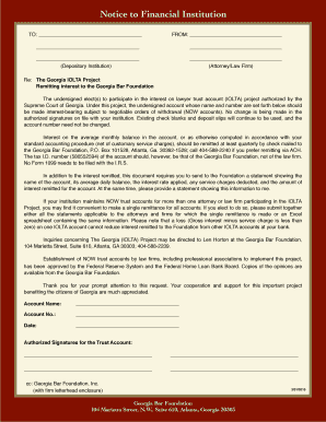 Notice to Financial Institution Form Georgia
