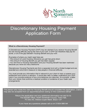 Discretionary Housing Payment North Somerset  Form