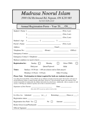 Madrasa Registration Form