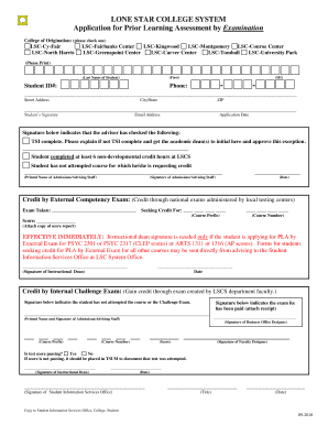  Application for Prior Learning Assessment PLA Lone Star College Lonestar 2010