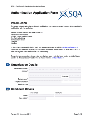 Authentication Application Form Introduction SQA Sqa Org