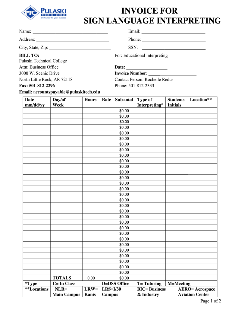 Lance Asl Interpreter Contract Sample  Form