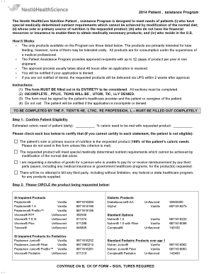 Nestl Patient Assistance Program Application  Form