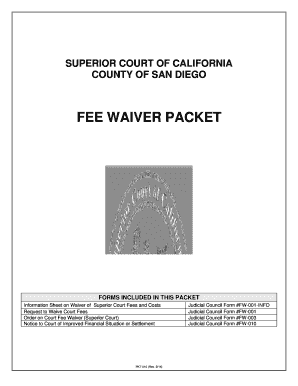 Fee Waiver San Diego Court  Form