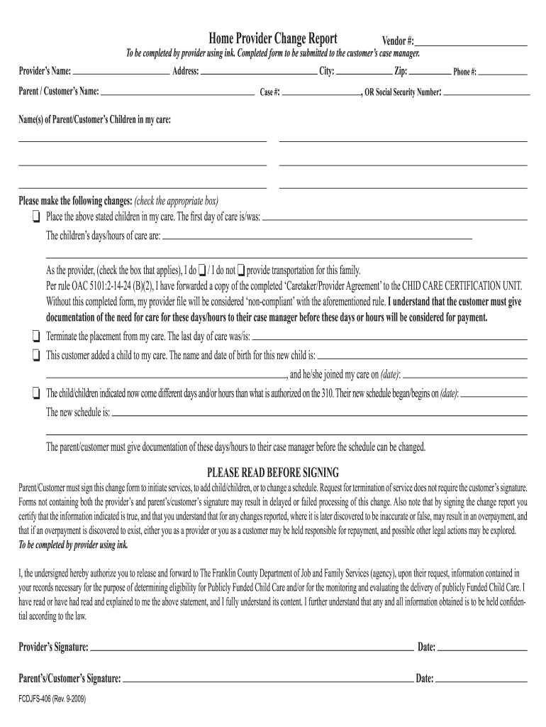 Get and Sign Fcdjfs 406 2009-2022 Form