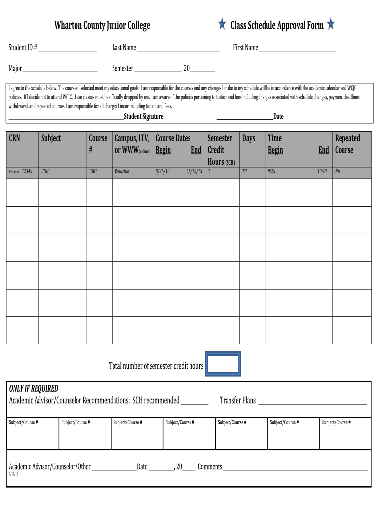  Fill Fourm Schedule Collage Form 2013-2024