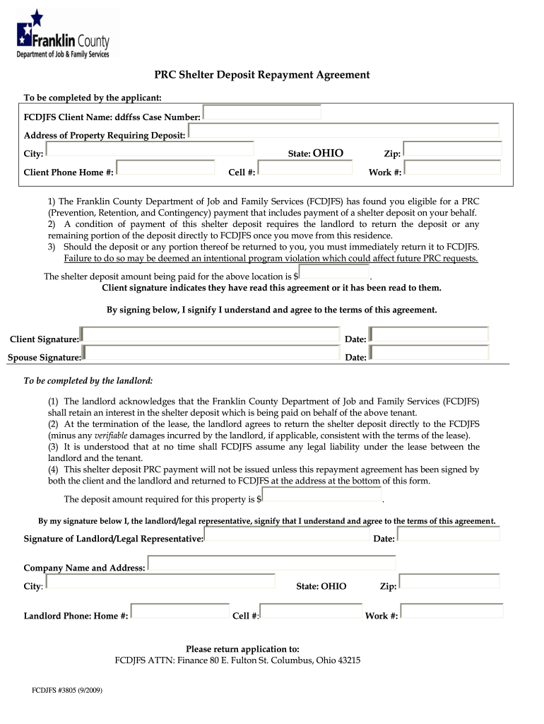 Get and Sign Prc Shelter Deposit Repayment Agreement 2009-2022 Form
