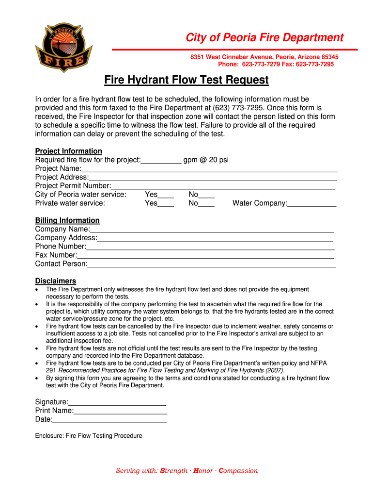 Peoria Az Fire Department  Form