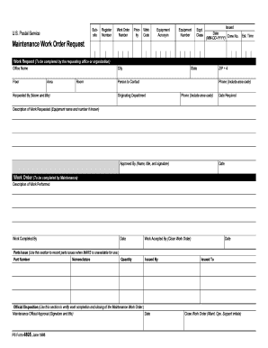 Usps Work Order  Form