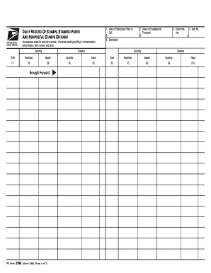 PS Form 3295, Daily Record of Stamps, Stamped NALC Branch 78 Nalc Branch78