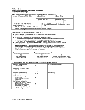 PS Form 8158 MMS SamplingPostage NALC Branch 78 Nalc Branch78