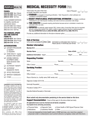 Peoples Health Medical Necessity Form