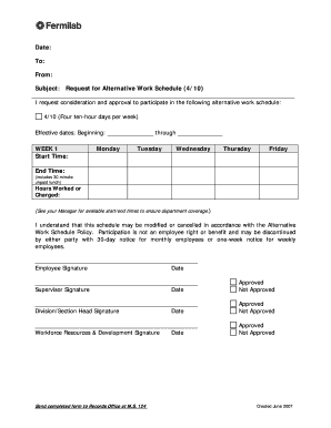 Work Schedule Agreement Template  Form