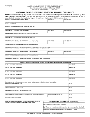 Direct Service Central Registry Clearance Form