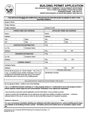 San Joaquin County Building Permits Application  Form