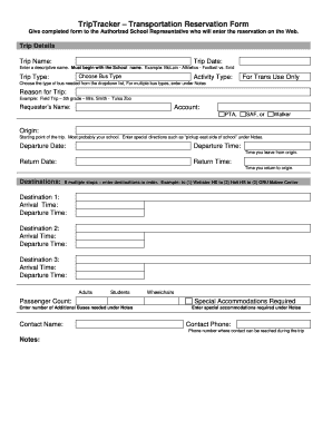 TripTracker Transportation Reservation Form Tulsa Public Schools Tulsaschools