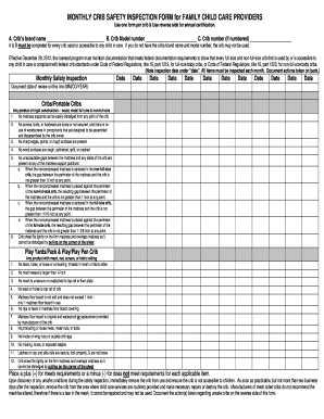 Monthly Crib Safety Inspection Form