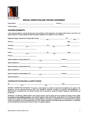 City of Berkeley Special Inspection Form