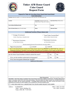 Marine Corps Color Guard Request  Form