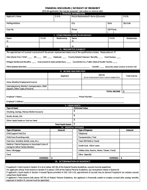  Financial Disclosure Affidavit of Indigency Butler County Ohio! Butlercountyohio 2012