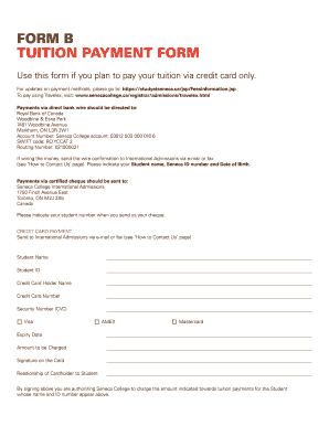Seneca College Payment Receipt  Form