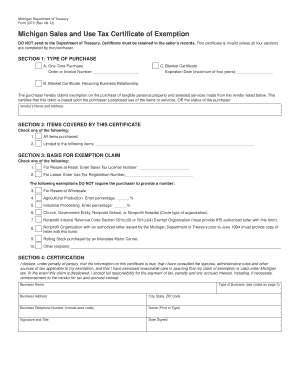 3372, Michigan Sales and Use Tax Certificate of State of Michigan Mi  Form