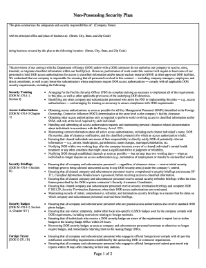 Non Possessing Security Plan 0806  Form