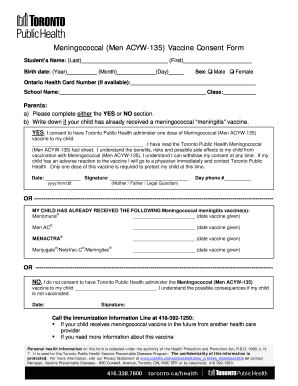 Meningococcal Vaccine Consent Form