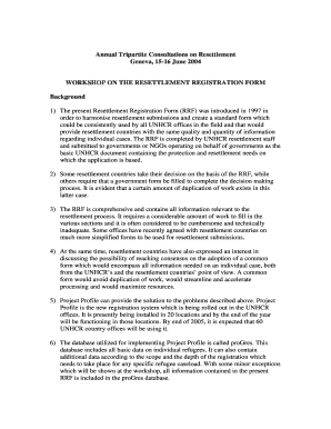 Unhcr Resettlement Registration Form