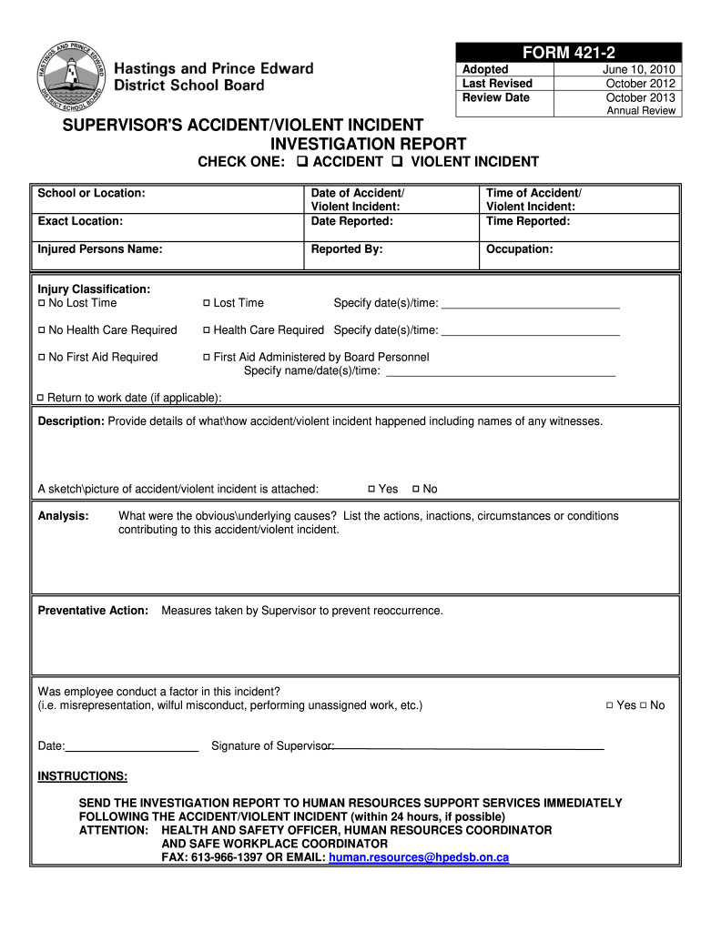 Accident Investigation Report  Form