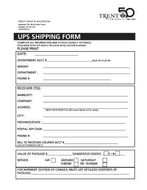  Shipping Form 2012