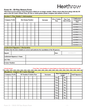 Form to Fill Heathrow