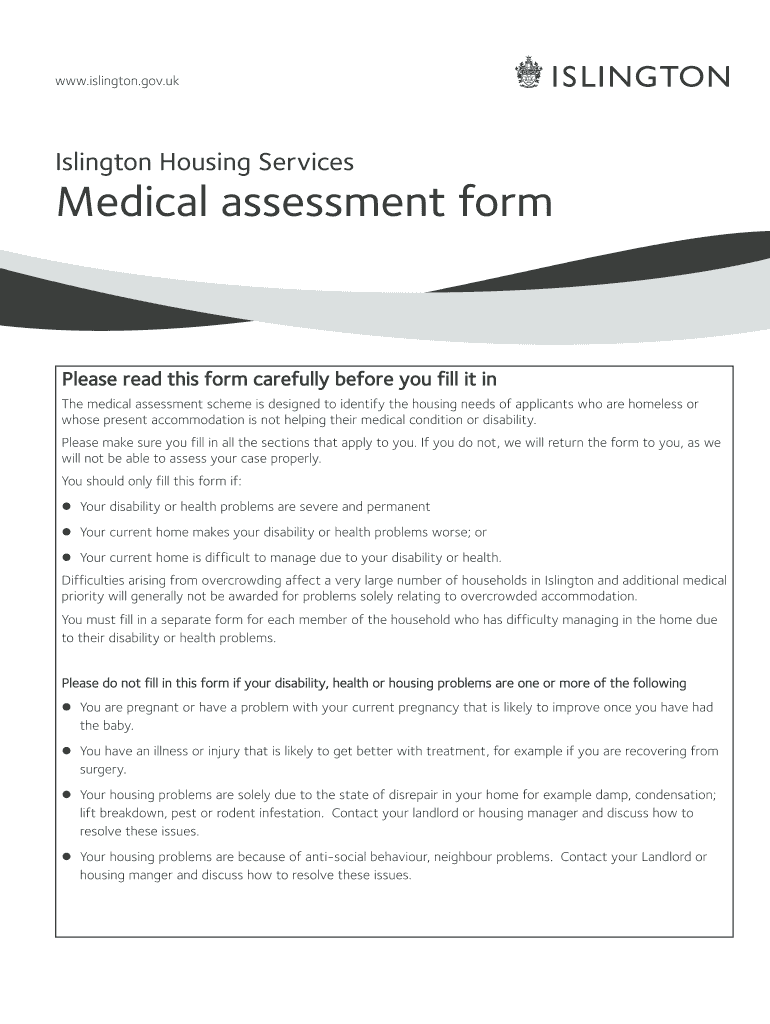 Islington Council Medical Form