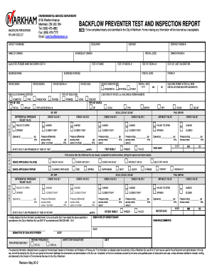 BACKFLOW PREVENTER TEST and INSPECTION REPORT  Form