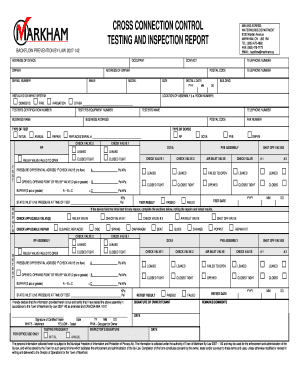 Cross Connection Control Testing and Inspection Report Cross Connection Control Testing and Inspection Report  Form