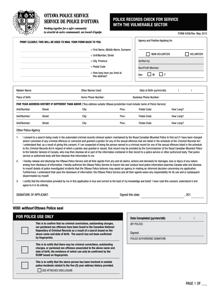  Police Records Check Vulnerable 2010-2024