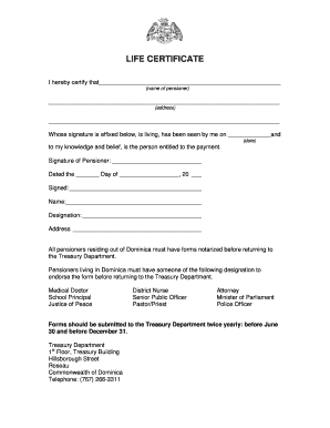 Living Certificate  Form