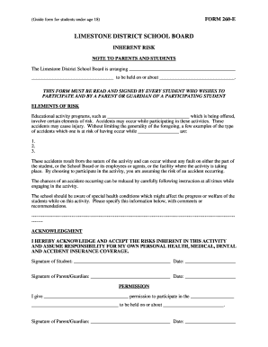 Form 260 E Limestone District School Board