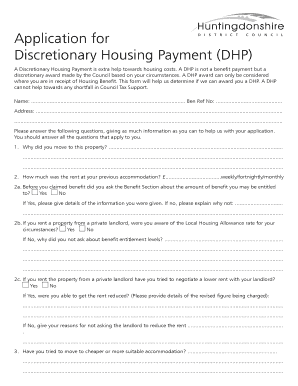 Council Discretionary Housing Payment  Form