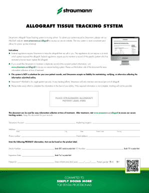 Straumann Allograft Tracking  Form