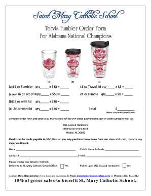 Tumbler Order Form