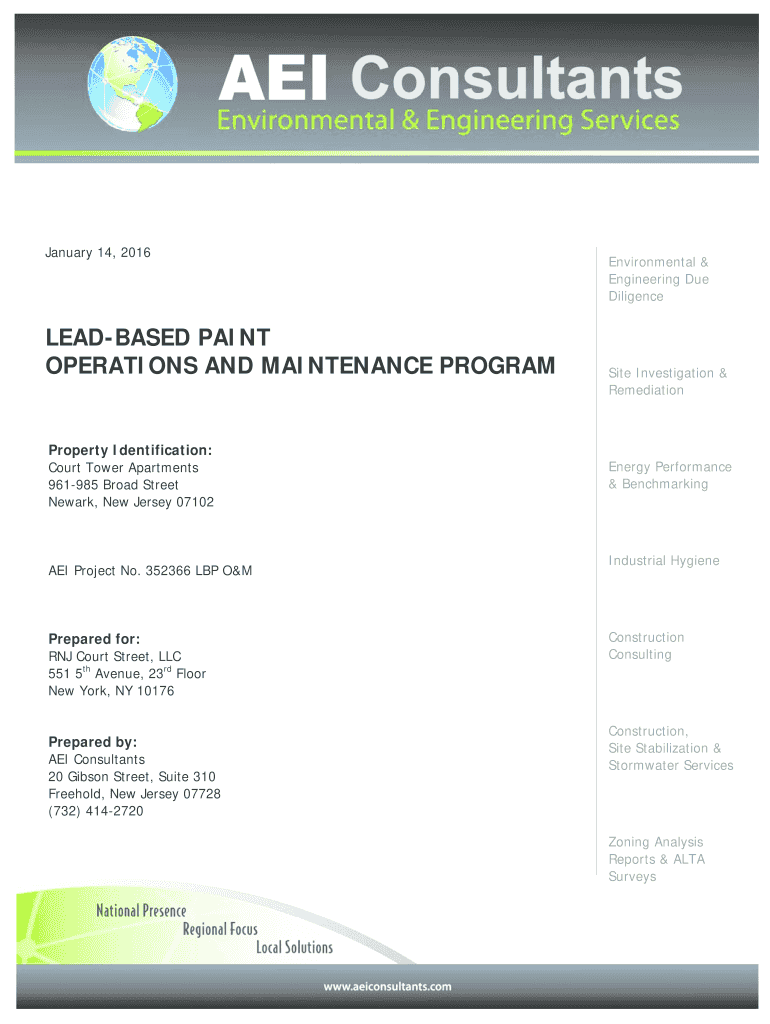 BLEADb BBASED PAINTb OPERATIONS and MAINTENANCE PROGRAM  Form