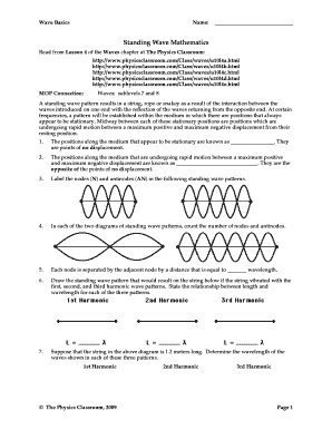 Standing Wave Mathematics Answers  Form