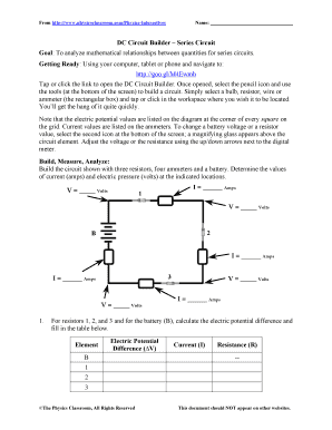 Dc Circuit Builder Answer Key PDF  Form