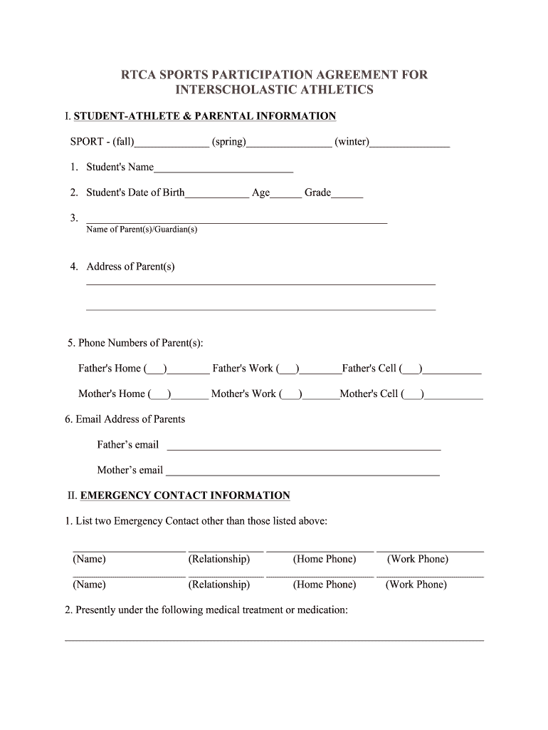 Get and Sign Sports Participation Agreement  Form