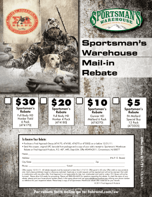 Sportsman&#039;s Warehouse Mail in Rebates  Form