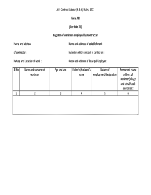 Workmen Register Format in Excel