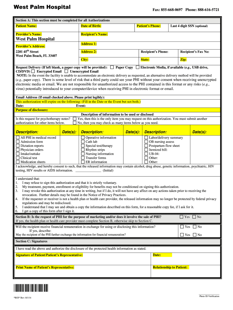  Palm Release Form 2014-2024