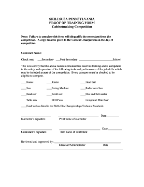 Proof of Training Document  Form