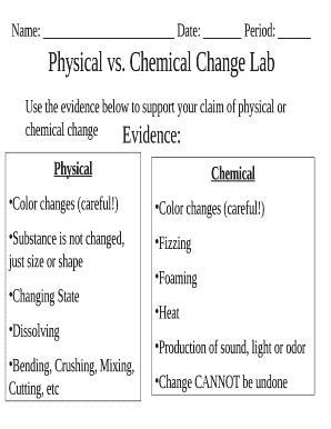 Evidences of Physical Change  Form